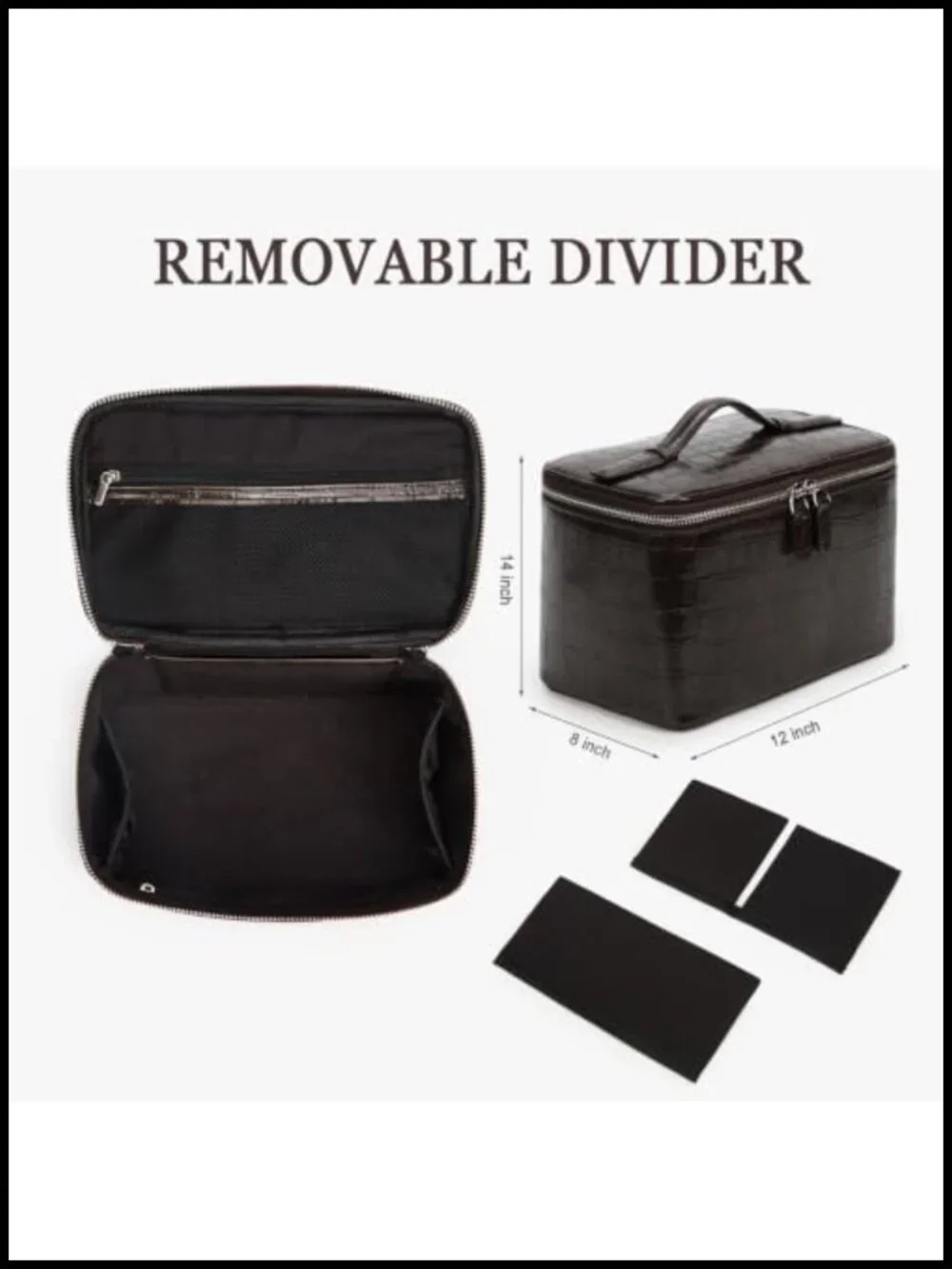 Waterproof PU Leather Makeup Case Set of 2 with Removable Divider Travel